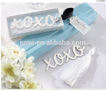 Hugs & Kisses X O Brushed Metal Bookmark Bridal Shower Favors