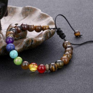 Men's and women's 8mm lava 7 Chakra essential oil diffuser Bracelet braided rope natural stone Yoga bead bracelet bracelet