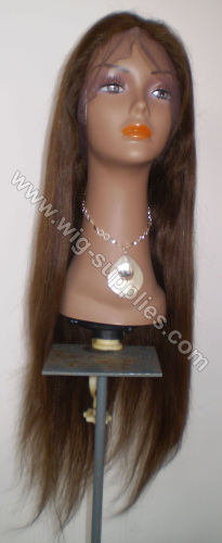 estilo reto longo natural de 24 polegadas, máquina feita cap, perucas cheias do laço de cabelo humano remy indiano virgem