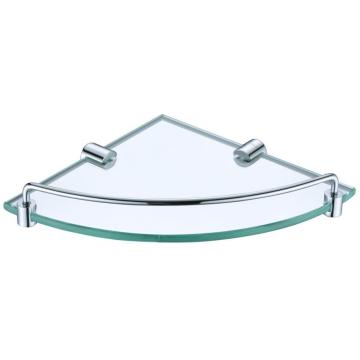 Corner glass shelf with rail and holder chrome