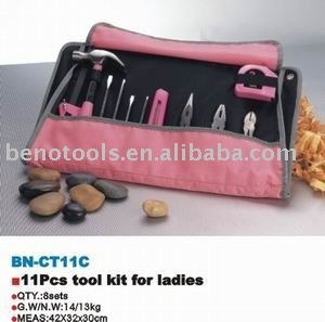 oem beno tools factory 11pcs pink hand tool kit/promotion tool kit