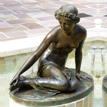 Elegant Squat Bronze Statue of Nude Lady