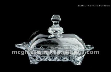 high transparency glass butter dish with cover
