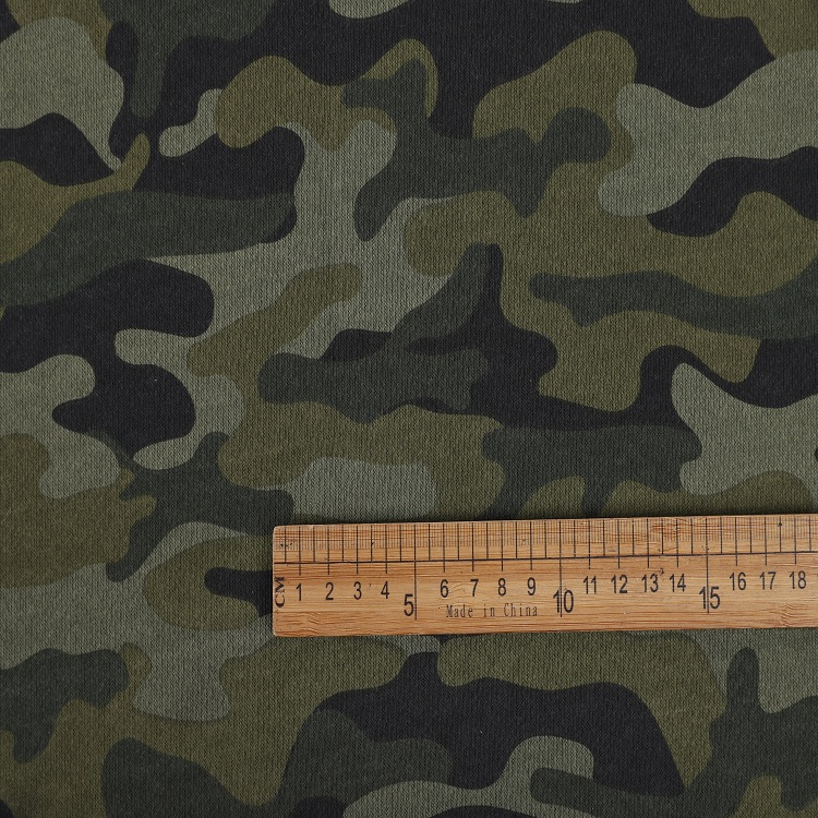 Great design 75% Polyester 25% Cotton Camouflage Printed French Terry Fleece Fabric