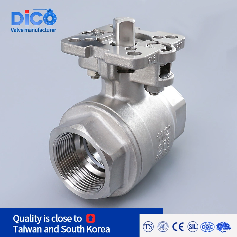 Water Treatment Investment Casting CF8/CF8m with ISO5211 Pad Screw End 2PC Ball Valve