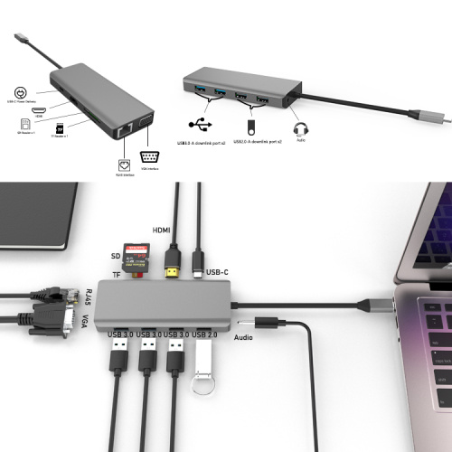 11 In 1 aluminum USB C Mutilfunction adapter