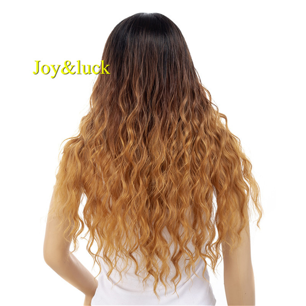 Women's 22inch Black Ombre Brown Wholesale Hair Wig For Women Daily or Cosplay Party Long Natural Curly Synthetic Hair Wigs