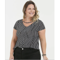 Tryckta Stripe Plus Size toppar och blus