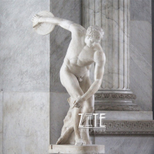 Custom Fmaous White Marble Nude Man Discus Throwers Statue