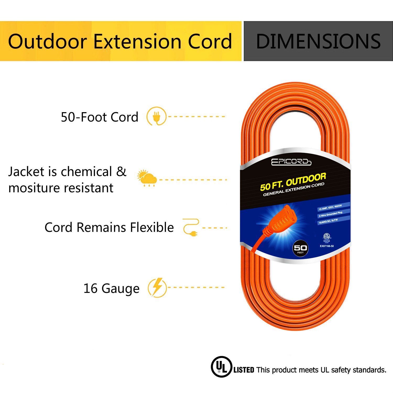 16 gauge 25Feet CETL approved outdoor power Cords Inventory in US