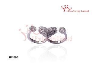 Sparkling Double Heart Married Couple Rings in 925 Silver c