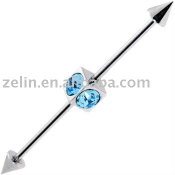 Upper earring with blue gem body piercing jewelry earring jewelry