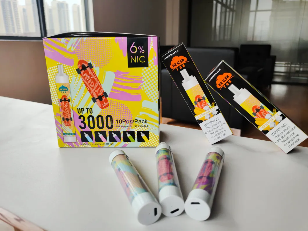 Best Selling in Russia Air Glow Fun 3000 Puffs LED Light Wholesale Ecig