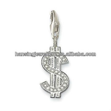 Wholesale metal silver crystal dollar pendant