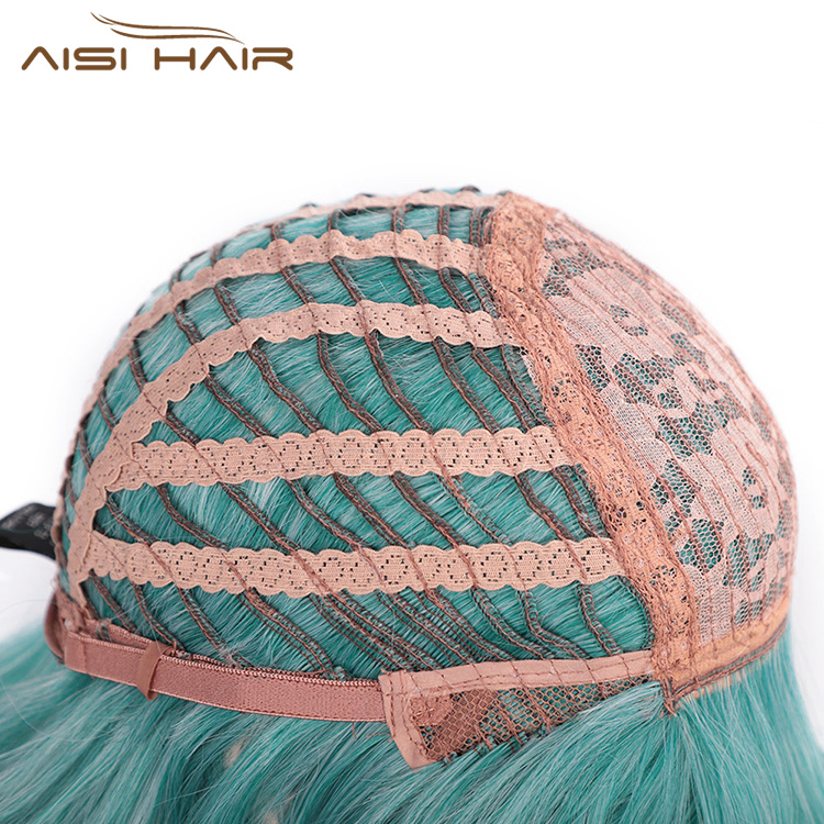 Aisi Hair Synthetic Long Wavy Lake Blue Wig for Woman Cosplay Wig Grey Green Blue Heat Resistant Fiber Wigs