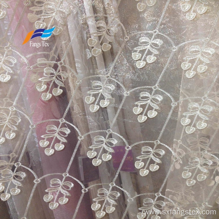 Fancy Embroideted Sheer Voile Window Curtain Fabric
