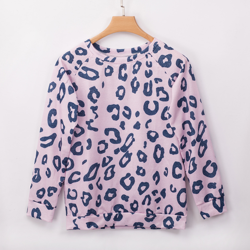 Wholesale Fashion New Style Women Leopard Knit Pullover Sweater Round Neck and Long Sleeves Hoodie