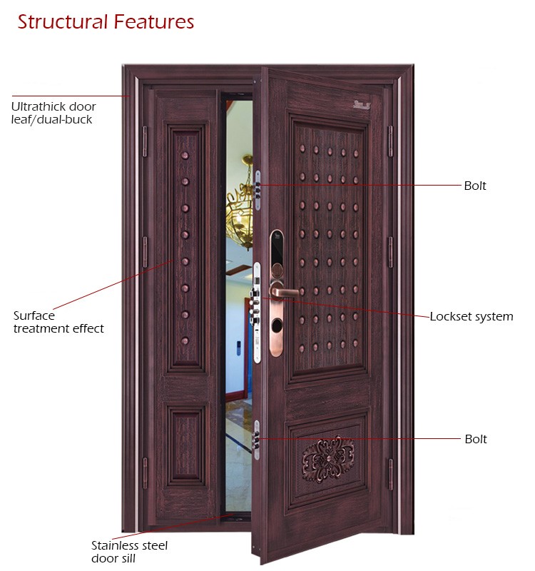 Best performance villa main entrance double security bulletproof door