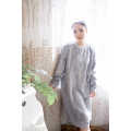 Grey cut flower coral fleece women's nightdress