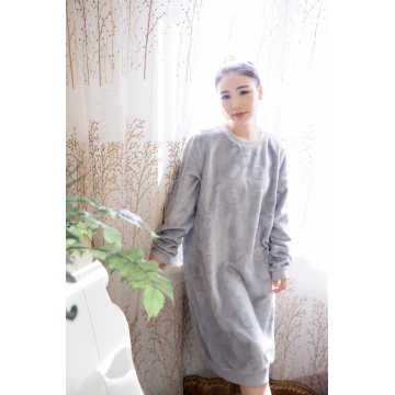 Grey cut flower coral fleece women's nightdress