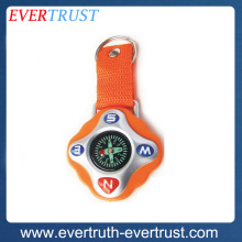 promotional custom pocket compass with strap keychain