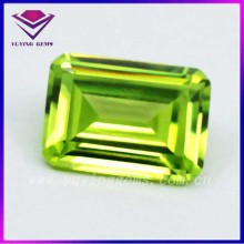Apple Green Color Cubic Zirconia Ring CZ Gems Precious Emerald Cut Stone