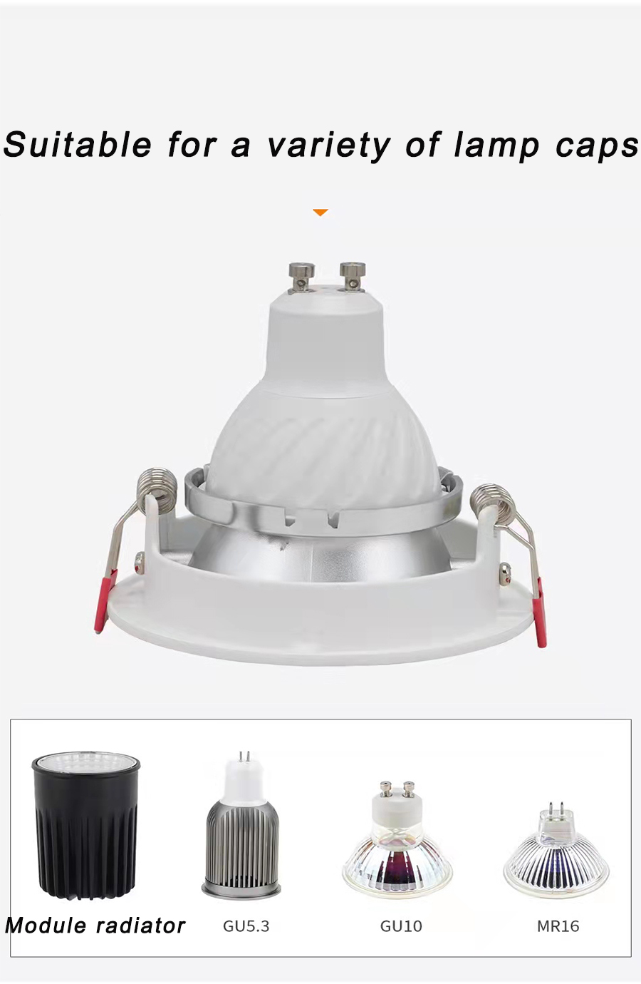 Medium and low style round fixed recessed ceiling frame apply to Gu5.3 Gu10 Mr16 Led ceiling Spotlight