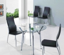 Contemporary Dining Table,Mabel Glass Top and Metal Dining Table,chrome leg table