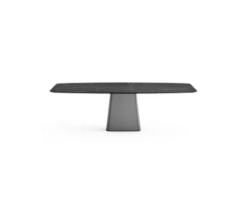 Mesa de jantar de pedra sinterizada moderna mesa de jantar de aço inoxidável