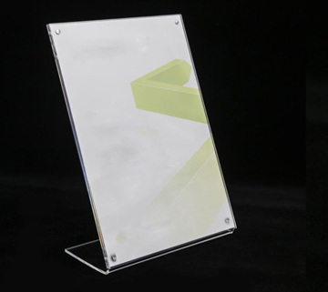 2023 Wholesale Unbreakable Clear Slanted L Shape Acrylic Sign Ad Display Holder