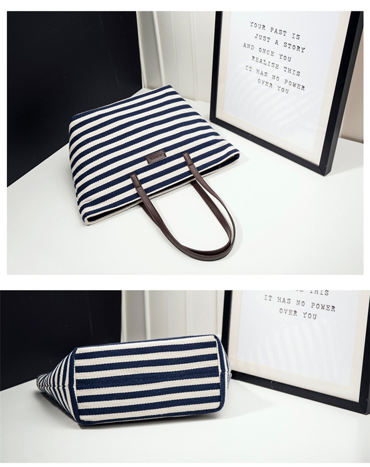 Streifen-Segeltuch-Handtasche Stripe Canvas Handbag