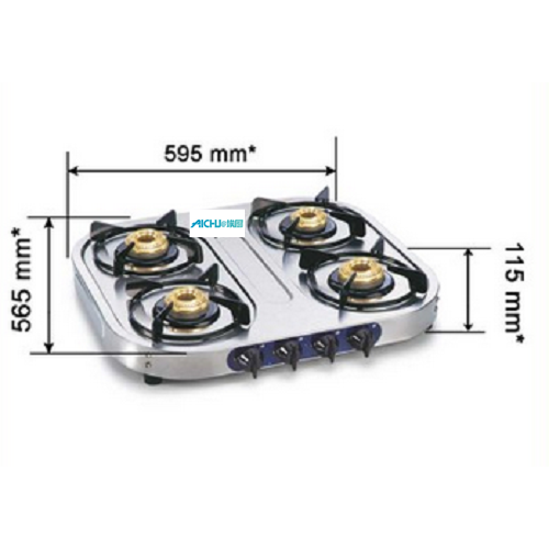 SS Gas Stove 4 Burners Brass