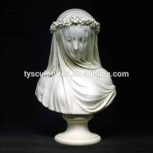 Stone carving marble white sexy lady veiled woman bust sculpture