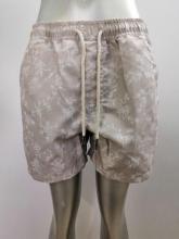 Creamy White Retro Print Men's Beach Shorts