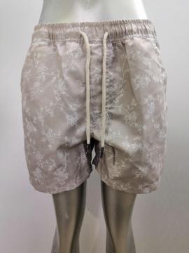 Creamy White Retro Print Men's Beach Shorts