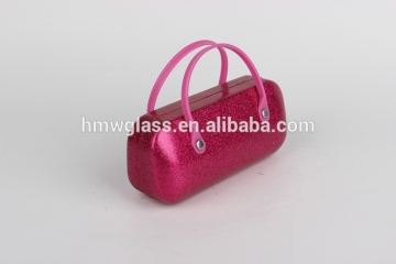 rose red shiny handbag glasses case