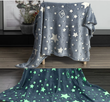 Gray-Blue Star Pattern Glow Blanket