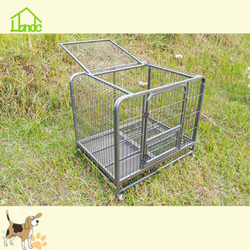 Square tube welded mesh dog cage with wheels