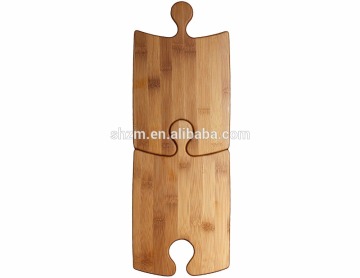 100% natural bamboo puzzle party platter bamboo cutting board with wine cup holder