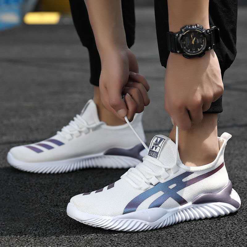 Fashion Korean Style  Men's Shoes Leisure Sports Shoes  Light Breathable Running Shoes For Small White