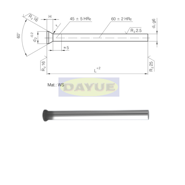 طلاء DLC متصلب DIN 1530 ah دبوس القاذف