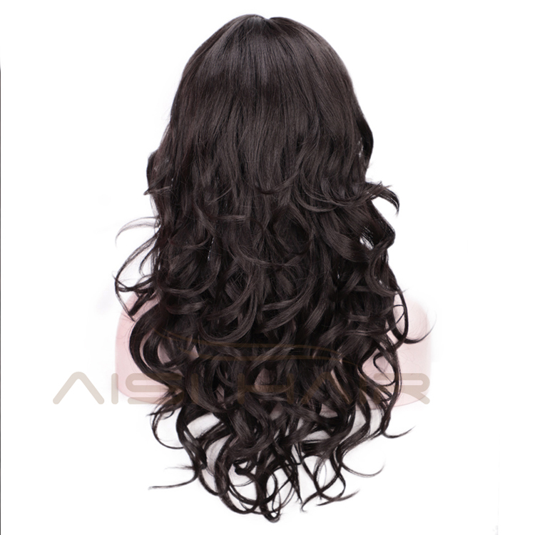 Heat Resistant Synthetic Long Wavy Black Body Wave Cosplay Party Fashion Fiber Hair Wig For Black Women Wigs