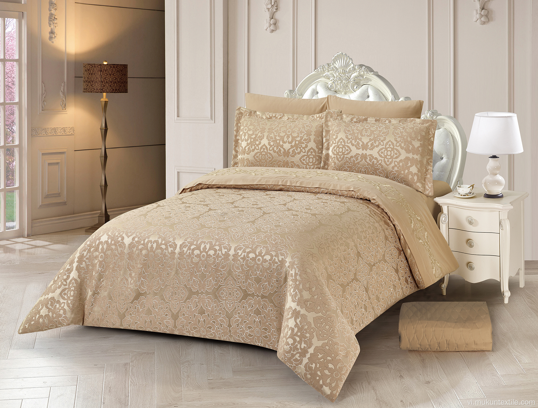 Bộ chăn ga gối đệm giường cỡ king jacquard quilt duvet comforter