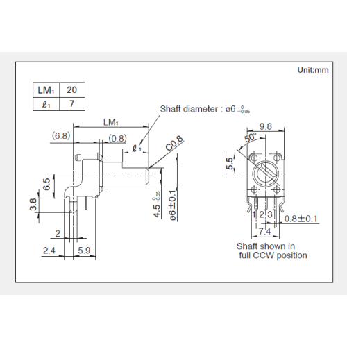 Drehpotentiometer der Serie Rk09k