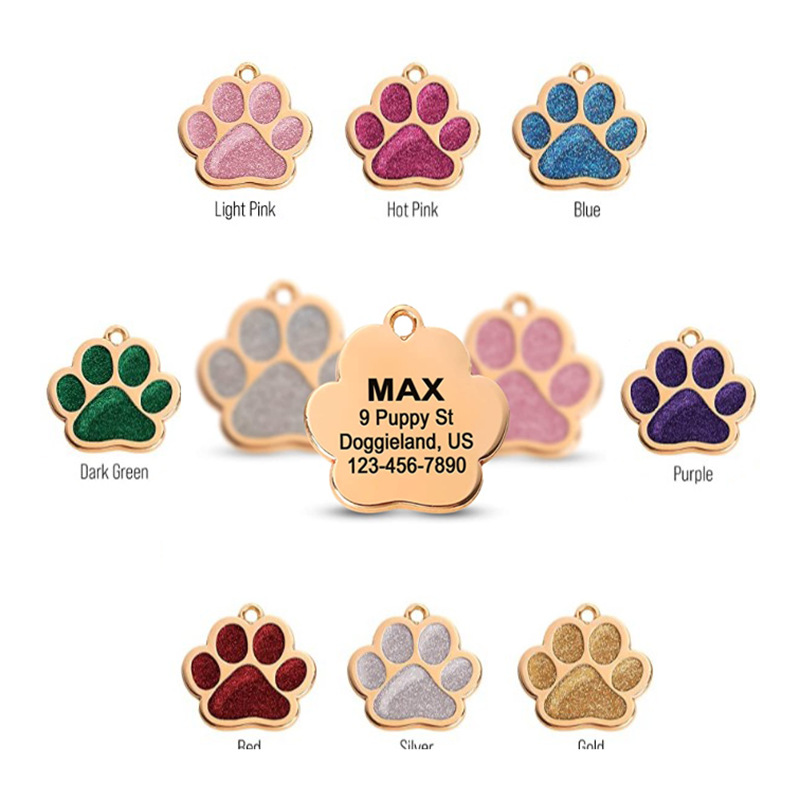 Amazon New Product Gold Blank Metal Foot Print Dog Tag Wholesale Lettering Custom Logo Advertising Custom