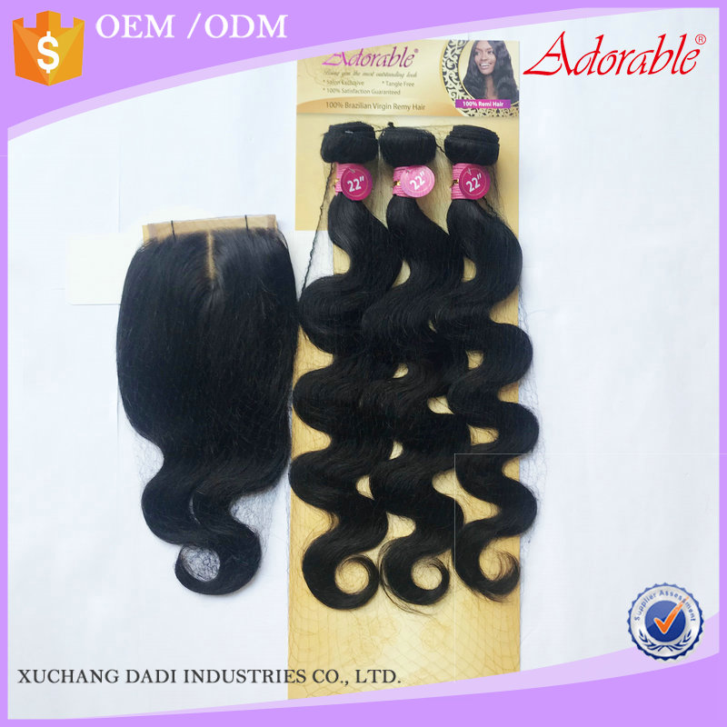 Adorable body wave remy human hair weave 4pcs/lot with free closure,100% remi hair extensions 4*4 front lace closure 4pcs/set