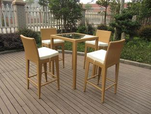 Hand-Woven Brown / White Resin Wicker Bar Set For Outdoor G