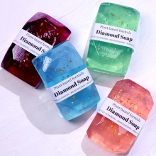 24K Gold Leaf Diamond Soap - Lightening Clean Crystal Gemstone Glycerin Handmade Soap