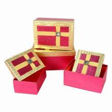 Jewelry Boxes, Set of 4 Cardboard Boxes, Outer Layer with PVC Paper