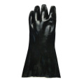 Guantes de franela de PVC negros con acabado liso 30cm